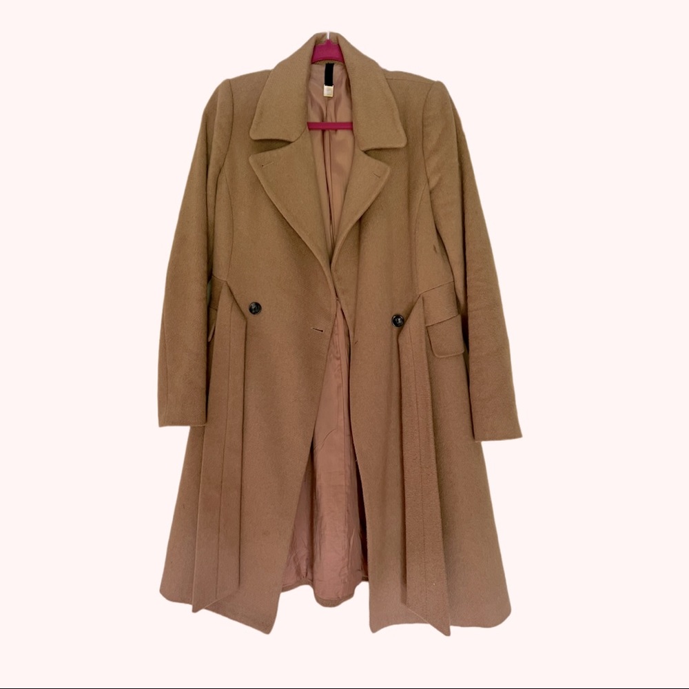 Mango suit tan wool coat women’s small